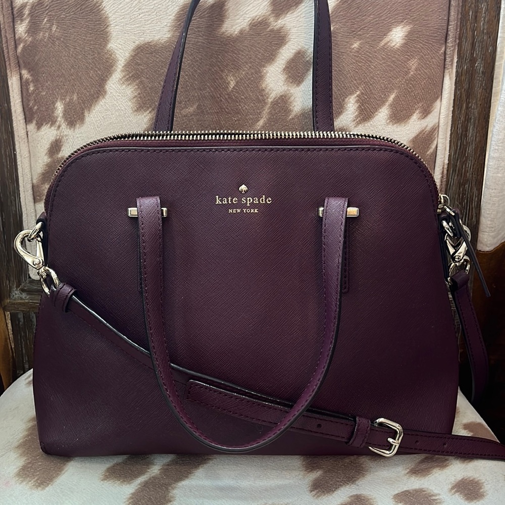 Kate Spade Wine Colored Medium Dome Maise Satchel Bag